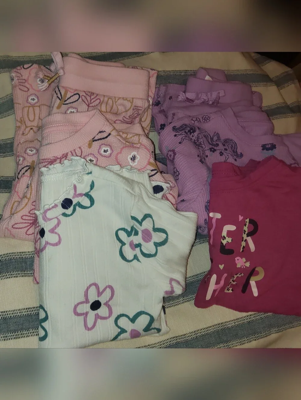 Garanimals Girls Bundle- 2 Sets Thermals + 2 Long Sleeve Shirts 18 Mo ± 2 T!